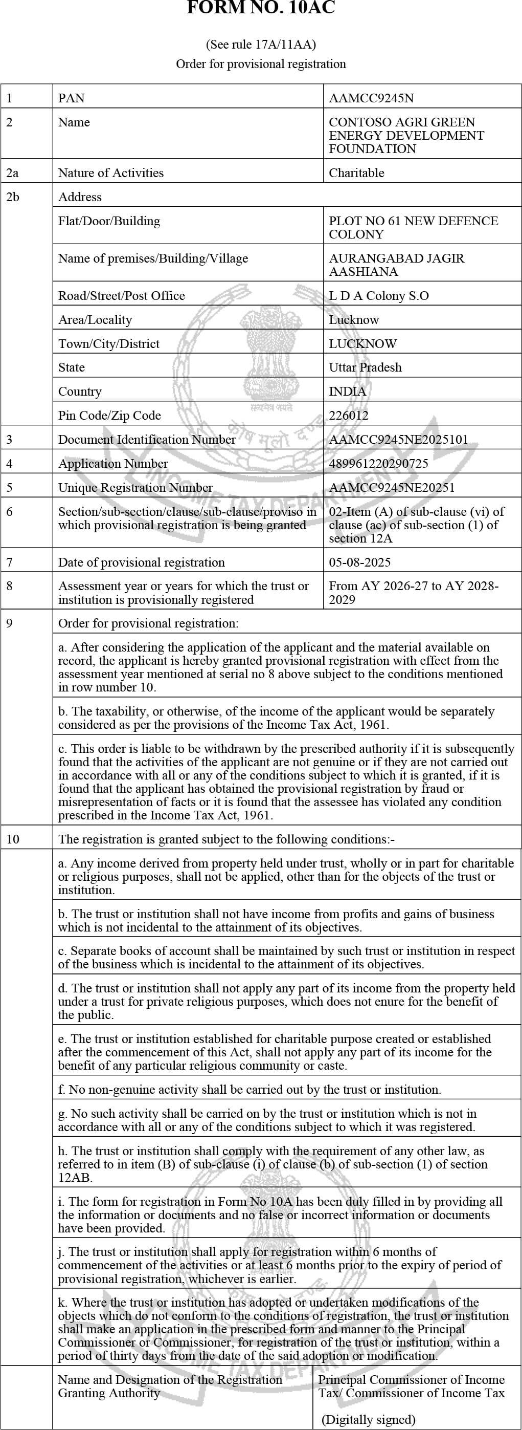 Form 10AC Part 2